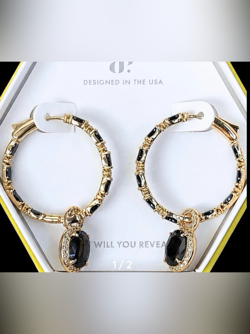 Bomb Party OG Exclusive Bringback Unicorn earrings black onyx gold  ER67472 - Picture 2 of 3